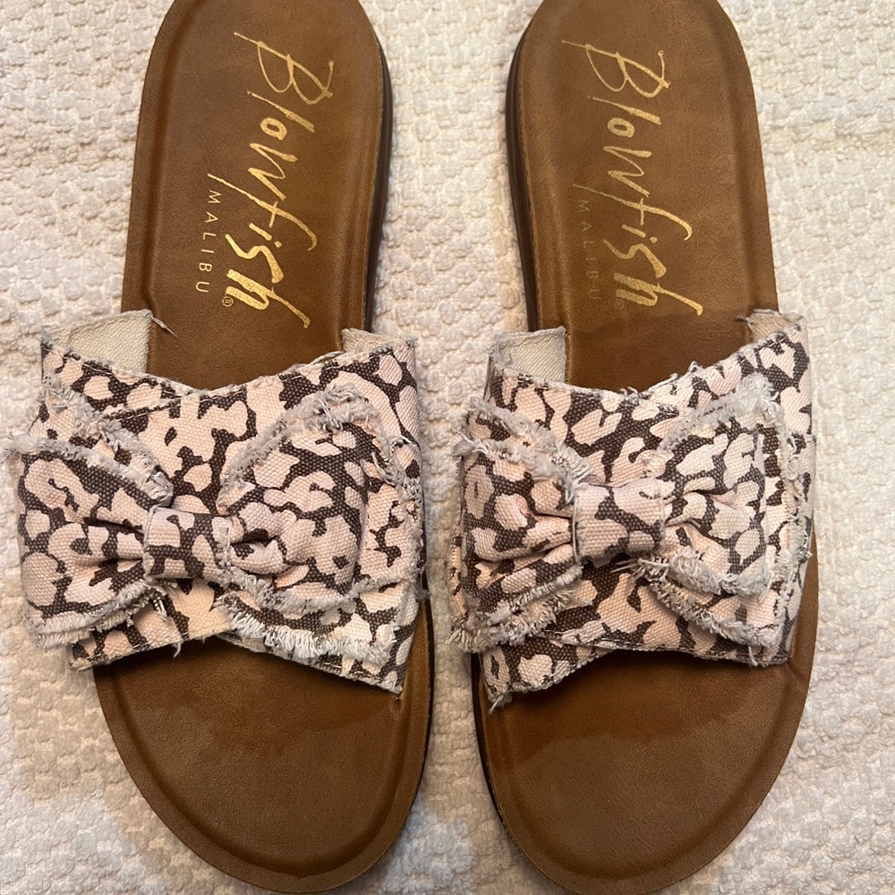 Blowfish Saturn Boba Tea City Kitty Canvas  Sandals with Bow